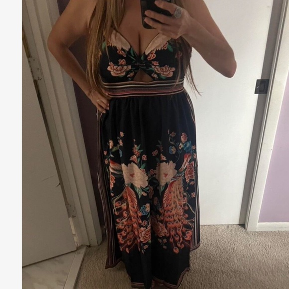 Boho Floral Print Cut out Cami Dress - Picture 4 of 7